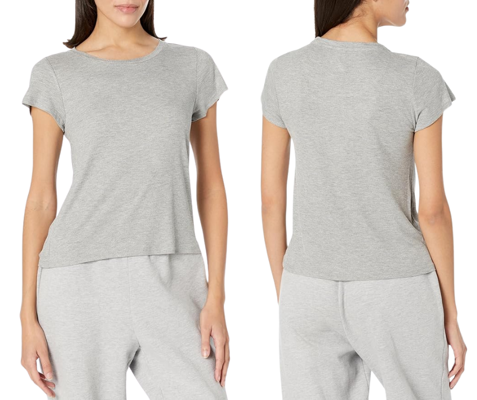 Steve Madden Women's Ribbed Short-Sleeve Sleep Tee Bundle of 2