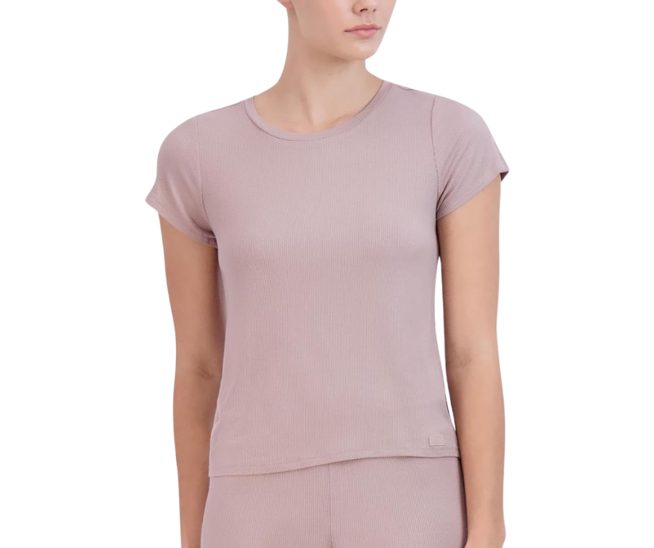 Steve Madden Women's Ribbed Short-Sleeve Sleep Tee Bundle of 2